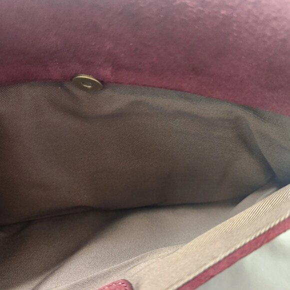 J. Crew Maroon Suede Envelope Clutch Bag Chain Strap - Picture 3 of 10
